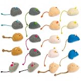 Haourlife 20-Pack Catnip Mouse Toys - Assorted Colors, Plush Mice with Catnip, Interactive Cat Toys for Indoor Kittens & Adults, Durable Cat Teaser Set