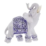 Toyvian Elefante de Decorativo Azul y Blanco Figura Artesanal Mediana para Sala Escritorio y Estantería Escultura Minimalista para Hogar y Oficina