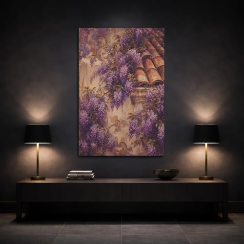 Toile canevas glycine violette de style rétro avec châssis 3cm - 3