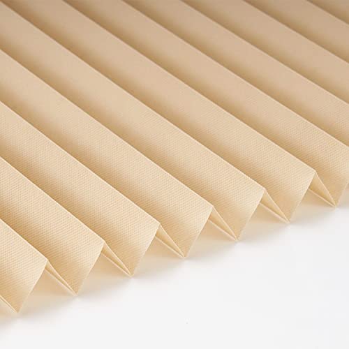 ハーフブラックアウト自己粘着プリーツブラインド、一時的な窓のブラインド、ドリルブラインドなしの不織布シェードカーテン、バスルーム、バルコニー、リビングルーム用、カットと取り付けが簡単 (WxL:60x150cm(24x59in),Beige)
