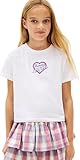 Tommy Hilfiger Tommy Heart Embro tee SS KG0KG09280 S/S Camiseta para niña, Color Blanco (Blanco), 10 años, Blanco (Blanco), 10 años