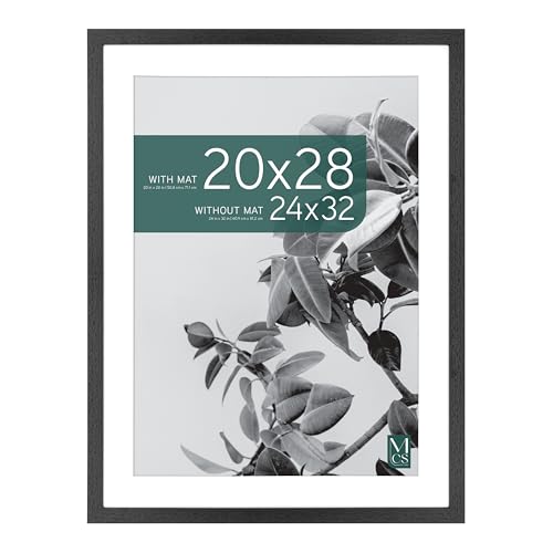 MCS Studio Gallery 24x32 Matted Poster Frame with 20x28 Picture Display, Black Woodgrain Vertical & Horizontal Wall Hanging Large Picture Frame for Photos, Posters & Art Prints (1-Pack)