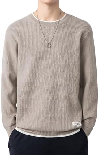 （07:30時点） [Inkpoo] セーター メンズ メンズ ニット 冬服 暖かい 防寒 おしゃれ 無地 クルーネック カジュアル シンプル ニットカジュアルップス 柔らかい肌触り Khaki M