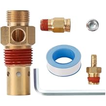 Air Compressor Replacement Parts SUNROAD Brass 11/16" comp x 1/2 Inch MNPT Compressor in Tank Check Valve Kit with Three Different Unloader Tube Fittings 20 SCFM 4 piece