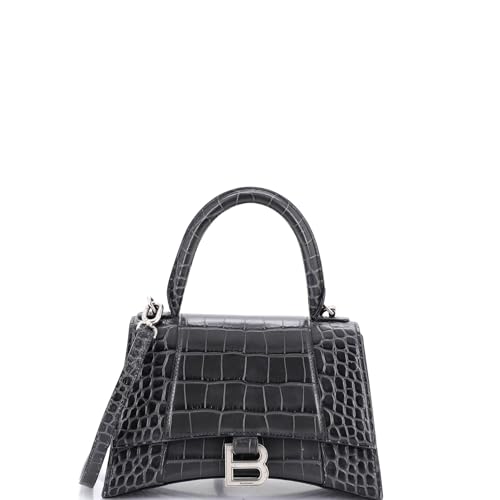 Balenciaga, Pre-Loved Hourglass Top Handle Bag Crocodile Embossed Leather Small,