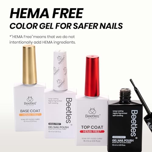 Image of Beetles French Tip Gel Polish - Ink Snow Twins with Base Coat Top Coat, 2 Colors HEMA-Free Black & White Gel Nail Polish Set, Soak Off UV LED French Nail Kit, Fall Nails for Beginner & Professional