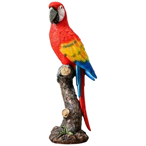 BOSREROY Resin Parrot Statue 15.7 in, Lifelike Macaw Figurine with