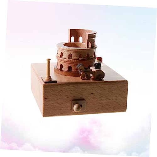 Caja de música de madera hecha a mano con diseño de Coliseo Romano 3