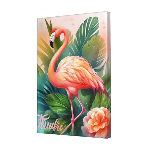 Toile flamant rose tropical pour egayer un mur blanc et vide de salon