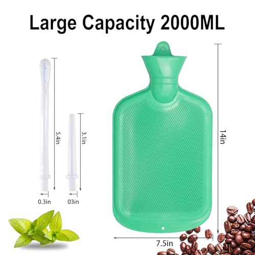 Enema Bag Kit with 5ft Hose Coffee Enemas at Home Water Shower Douche Colon Detox Cleanse Kit with Enema Tubing, Enema Tips, Clamp and Hook (Green, 2 L) - Thumbnail 2