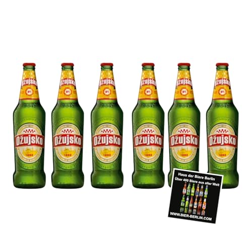 Ožujsko Bier 6 x 0,33L Flaschen – Kroatisches Lagerbier – Import – Haus der Biere Berlin Bierdeckel Edition – Premium Bier