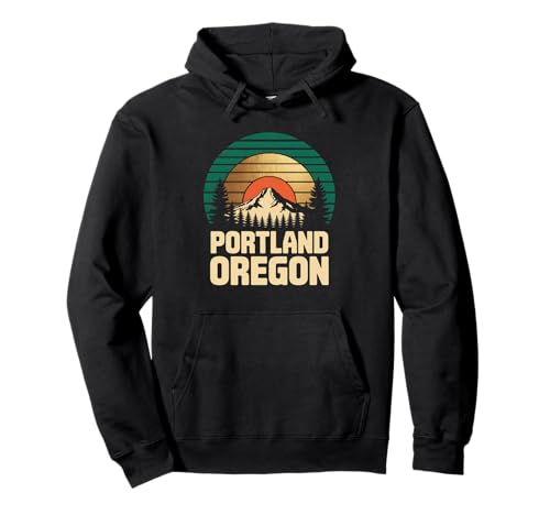 Portland Oregon Retro Sunset Mountain Travel Design Tees �p�[�J�[