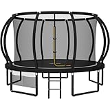 JUMMICO Trampolin Outdoor Ø 228/305/366/427/488 cm mit Schutznetz und Leiter, GS-geprüftes Freizeit-Trampolin für Kinder und Erwachsene, Rahmen mit Rostschutzbeschichtung, Belastbarkeit 150kg
