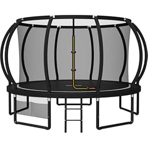 JUMMICO Trampolin Outdoor Ø 228/305/366/427/488 cm mit Schutznetz und Leiter, GS-geprüftes Freizeit-Trampolin für Kinder und Erwachsene, Rahmen mit Rostschutzbeschichtung, Belastbarkeit 150kg