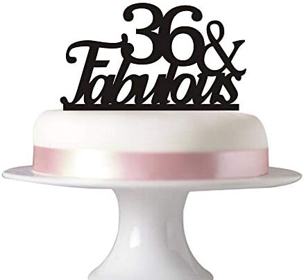 36 & Fabulous cake topper for 36th birthday party decorations Black acrylic