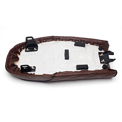 Triclicks Universal Motorcycle Retro Diamond Flat Brat Style Cafe Racer Seat for Honda CB CL Retro Yamaha SR XJ Suzuki GS (Brown)