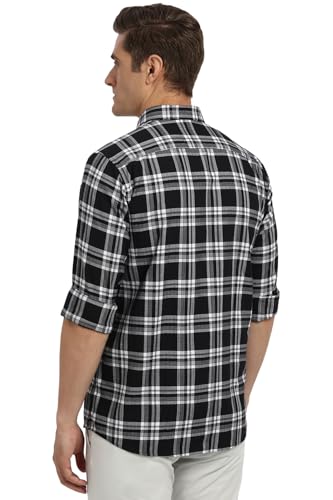 Image of Peter England Men's Checkered Cotton Shirt | Smart Casual | Full Sleeves