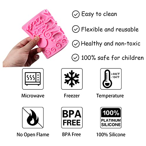 Mermaid Tail Fondant Popsicles Molds, Starfish Chocolate Silicone Molds For Ice Pop, Candy, Cake Decorations, Cupcake Topper, Polymer Clay, Seashell Seahorse Mold Baby Shower, Birthday Party Ocean #TOP2