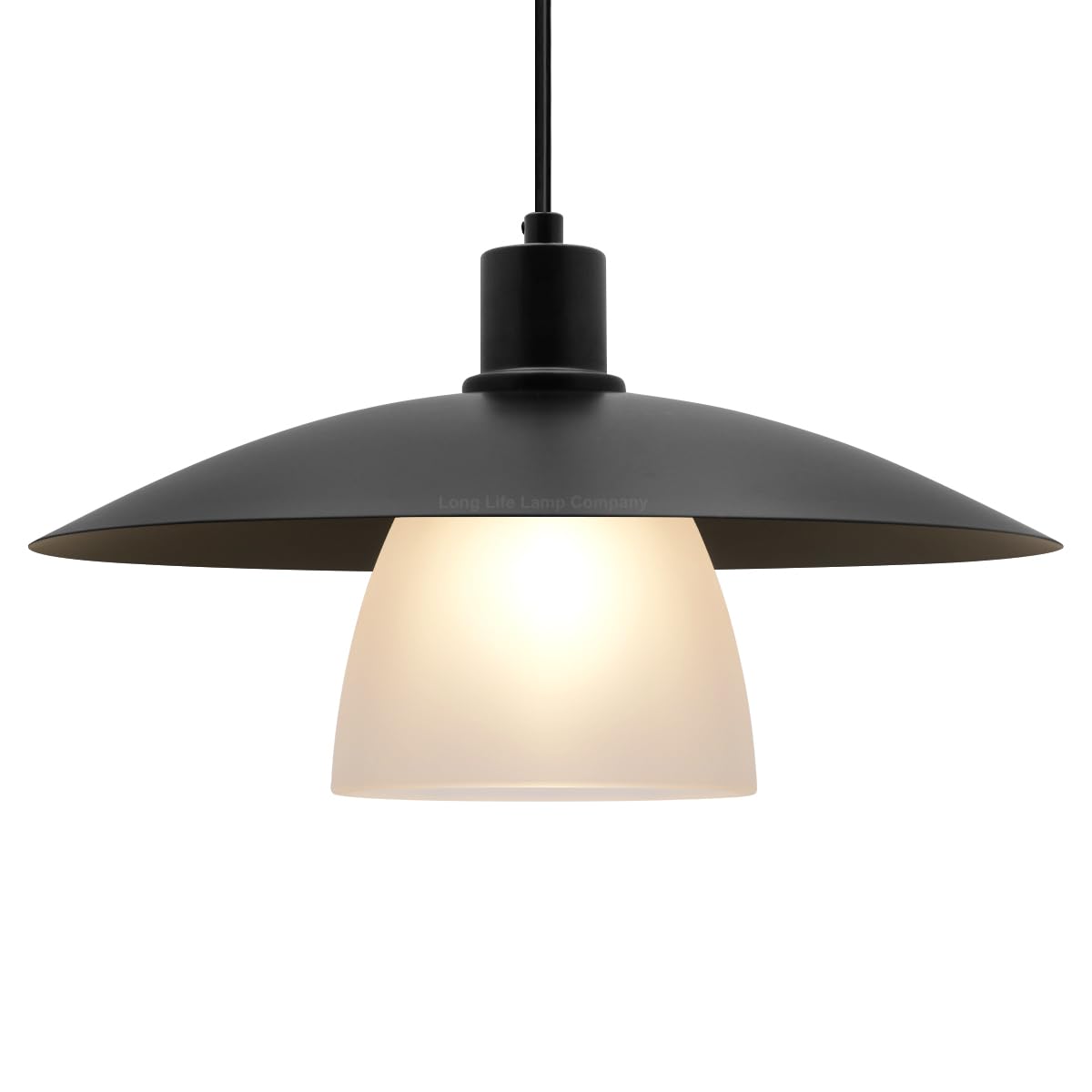 Long Life Lamp Company Modern 1 Light Pendant Black Frosted Glass Art Deco Ceiling Light H3114