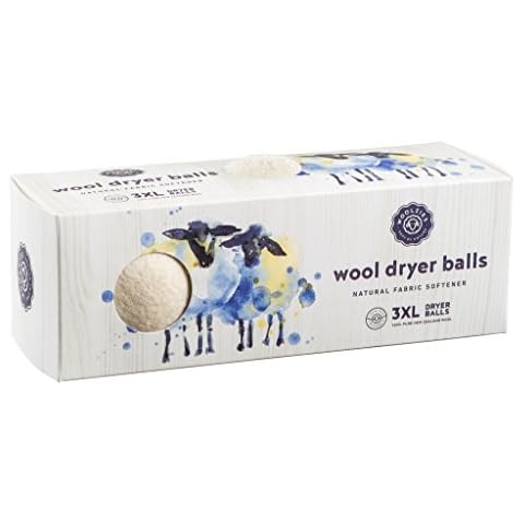 Woolzies Wool Dryer Balls Organic: Our Big Wool Spheres are the Best Fabric Softener | 3-Pack XL Dryer Balls for Laundry is Made with New Zealand Wool | Use Laundry Balls for Dryer with Essential Oils Cover