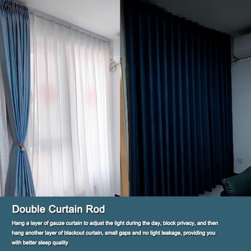 Rail de rideau au plafond en aluminium double rangée gris 2,8m