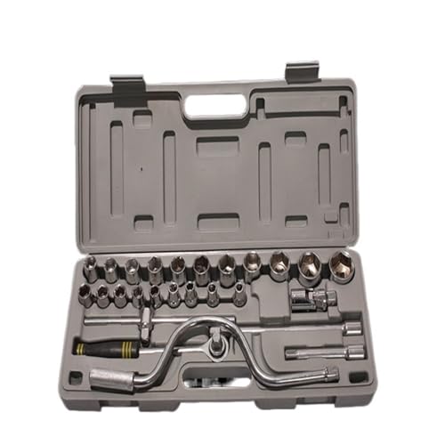 WKWPYCYUH 27pcs Socket Ratchet Wrench Set Hand Tool Plain Carbon Steel 1/2 inches 36mmL 5inch 10inch Rod Car Repair Tool Kit Hand wrench set