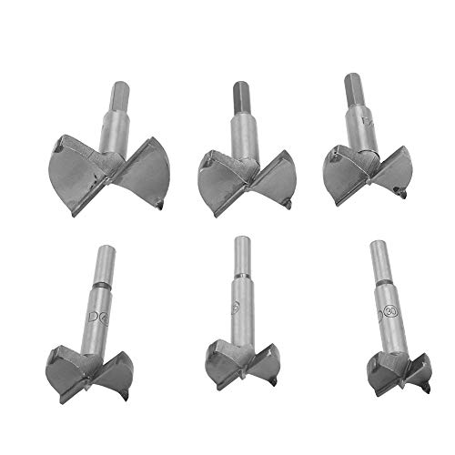 Conjunto de broca Forstner, 6pcs 30-60mm Conjunto de broca plana de aço de alta resistência Ferramen