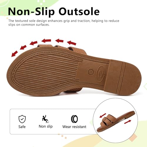 todaysunny Womens Flat Sandals Dressy Comfortable Open Toe Slip On Slide Sandals For Summer Beach Sandalias de Mujer — view 5
