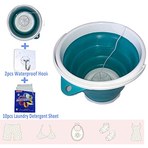 YN Mini Lavadora Turbo Portátil, Lavadora Ultrasónica Turbo con Tambor Plegable, Toma USB 2 En 1 Lavadora, Adecuada para Acampar Apartamento De Viaje Mini Turbo Lavadora (Blue)