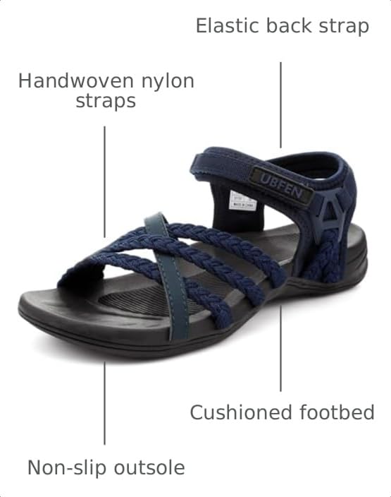 Image of UBFEN Womens Hiking Sandals Outdoors Water Sport Arch Support | Comfortable Adjustable Ankle Strap, Lightweight Suitable for Beach, Travel, Golf and Daily Wear