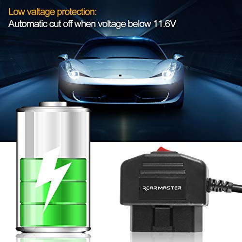 ssontong OBDII OBD Power Cable for Dash Cam, OBD Power Cable Mini USB Power Adapter Hardwire Charger Cable 24 Hours Surveillance - 16Pin Universal OBD Power Cable for Dash Camera GPS DVR Tablet E-dog