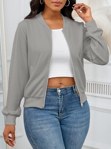 Women Casual Full Zip Up Comfy Loose Long Sleeve Sweatshirt Solid Color Jacket with Pockets2