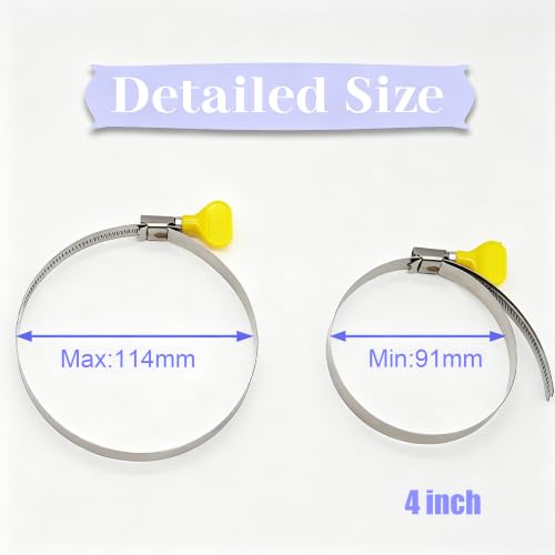 Image of Dianrui 3 PCS Dryer Hose Clamp 4 Inch Hose Clamp Stainless Steel Thumb Screw Hose Clamps for Dryer Vent Clamp, Dust Collection Hose, Automotive Fuel Line and Plumbing (91-114mm) (Pack of 2)