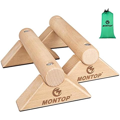MONTOP Liegestützgriffe Holz, Abnehmbar Parallettes Cover