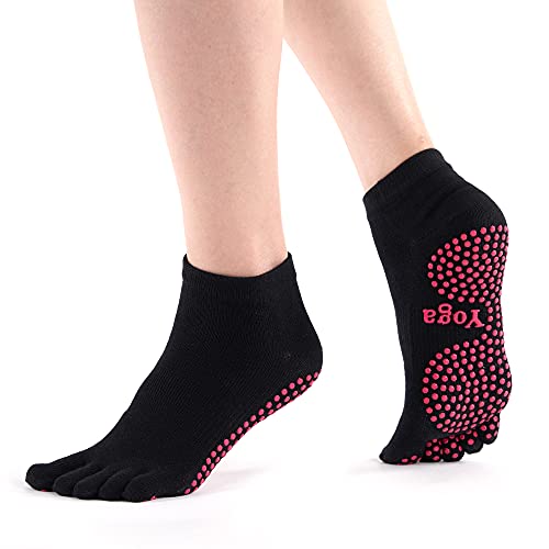 ThreeH Conjunto de meias e luvas de ioga antiderrapante para mulheres ioga dance e pilates com dedos