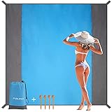 Polma Sandproof Beach Blanket, Oversized 79''×83'' Beach Mat Outdoor Picnic Blanket for 4-7 Adults Waterproof Portable Picnic Beach Mat, Sand Proof Mat for Outdoor Travel(Blue)