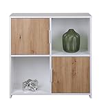 Inter Link - Cómoda de 2 Puertas - Aparador - Estante extraíble - para Dormitorio, Cuarto de baño - Roble Artesanal - Blanco - Compuesto de Madera - Robusto - Cuidado fácil - Pepeto 2TW