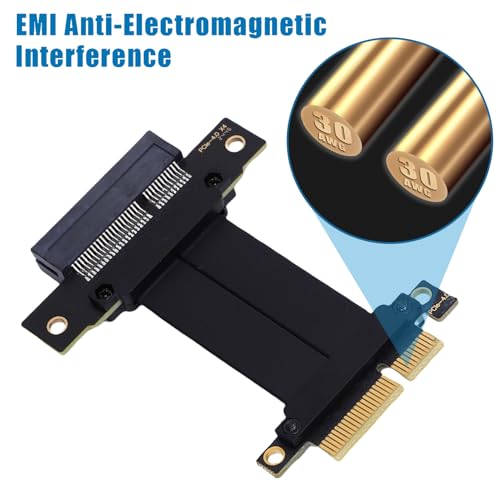 Sxhlseller Cable flexible PCIe 4.0 X4 Riser Cable de extensión GPU de alta velocidad para tarjeta gráfica M.2 WiFi tarjeta de sonido SSD compacto ATX/ITX negro ABS (5 cm) - imagen 4