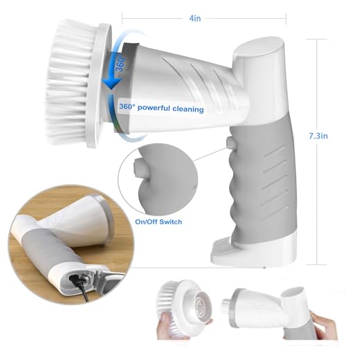 Image of Electric Spin Scrubber, Cordless Electric Cleaning Brush for Bathroom Electric Spin Cleaner with 4 Replaceable Shower Cleaning Brush Heads for Wall, Stove, Tile, Bathtub, Toilet, Window