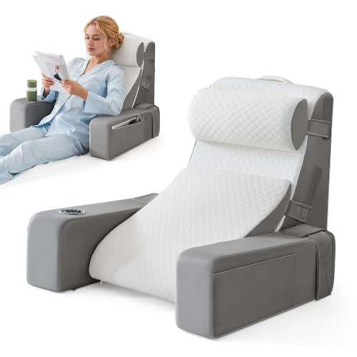 Dorifine Lesekissen für Bett und Sofa,Bücherkissen mit Abnehmbarer Nackenrolle & Armlehne,Rückenkissen Bett, Wandkissen Multifunktions-Keilkissen zum Lesen, Arbeiten,Bed Wedge Pillow 5PCS