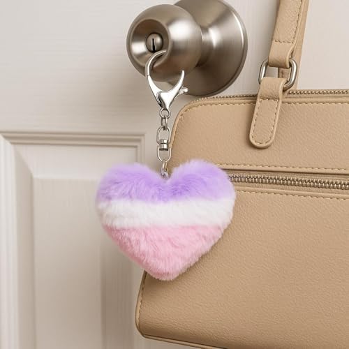 Siyah Peluş Kalp Anahtarlık – Yumuşak Kürklü Şık Tasarım, Çanta & Anahtarlık Aksesuarı, Hediyelik Kadın Erkek Unisex (çonk renkli1) - Görsel 3