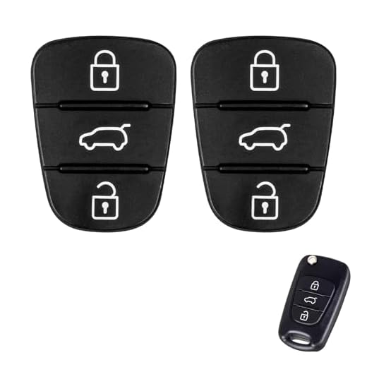 2 Stück Autoschlüssel Tastenfeld 3 Tasten, Kompatibel mit Hyundai i10, i20, i30, ix35, Kia Sportage, Ceed und Mehr Ersatz Tastenfeld Gummi Schlüssel Gehäuse Auto Fernbedienung Schlüsselgehäuse (2)