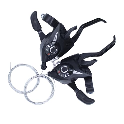Yinprwi Bike Gear Shifter 3 x 7 21 Speed Bicycle Brake Levers with Gear Indicator and Left Right Brake Lever Shifter Set with Grips(Pair) for Road Bike Moutain Bike Cycling