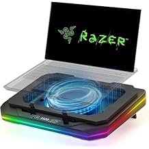 Cooling Pad for Razer Blade 15Base Gaming Laptop Cooler with Powerful Turbo Cooling Fan Can Fast Cooling CPU+GPU 40C, Variable Speed,6 RGB Light Mode,Touch Control, LCD Screen, 3 USB-A Port