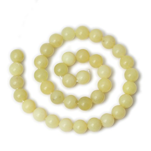 CHEAVIAN 35PCS 10mm Natural Yellow Lemon Jade Gemstone Round Loose Beads for Jewelry Making DIY Findings 1 Strand 15" - Thumbnail 2