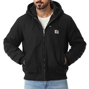 Abrigo de trabajo para hombre, con forro polar lavado, impermeable, ajuste relajado, para invierno, con capucha