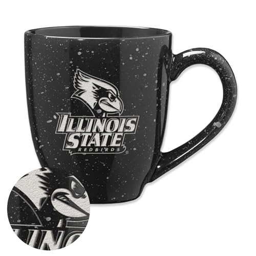Rico Industries NCAA Illinois State Redbirds Black 16 oz Team Color Laser Engraved Speckled Ceramic Coffee Mug