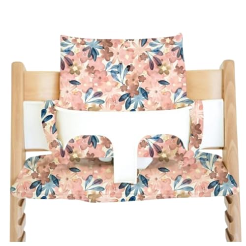 Image of Nibble and Rest Cushion for Stokke Tripp Trapp High Chairs, Soft Padded Seat & Backrest, Baby Set Compatible, Wipeable, Machine Washable, Easy to Clean, Stylish Print (Pink Posies)