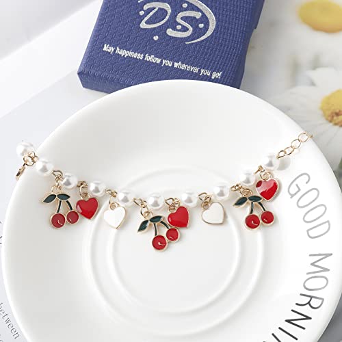 DS charm bracelets for teens girls,exquisite cute cartoon Imitation Pearl friendship bracelets with birthday Gift box Adjustable Love Jewelry suitable for woman and girls3