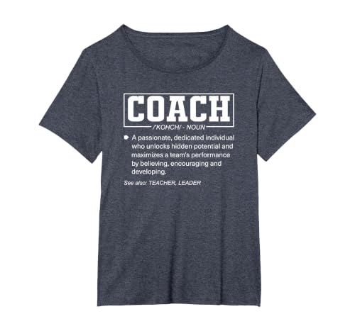 Coach Definition Funny Coach's Sports Instructor T-Shirt, Women's Plus, Heather Blue, 2X